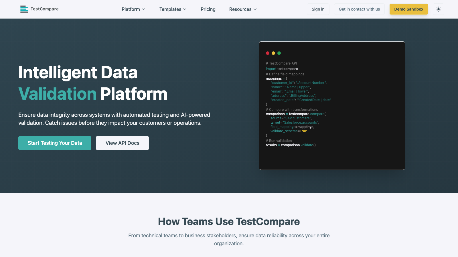 TestCompare interface preview